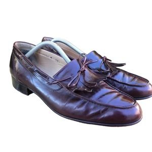 Johnston and Murphy Loafers Mens 10.5 Burgundy Slip On Tassel Dress